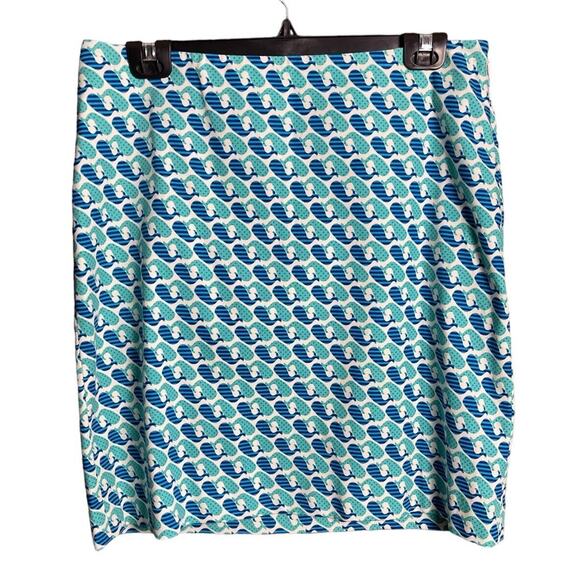 Talbots Skirt Women 8P Blue Whale Print A-Line Above Knee Preppy Side‎ Zip - Picture 1 of 8
